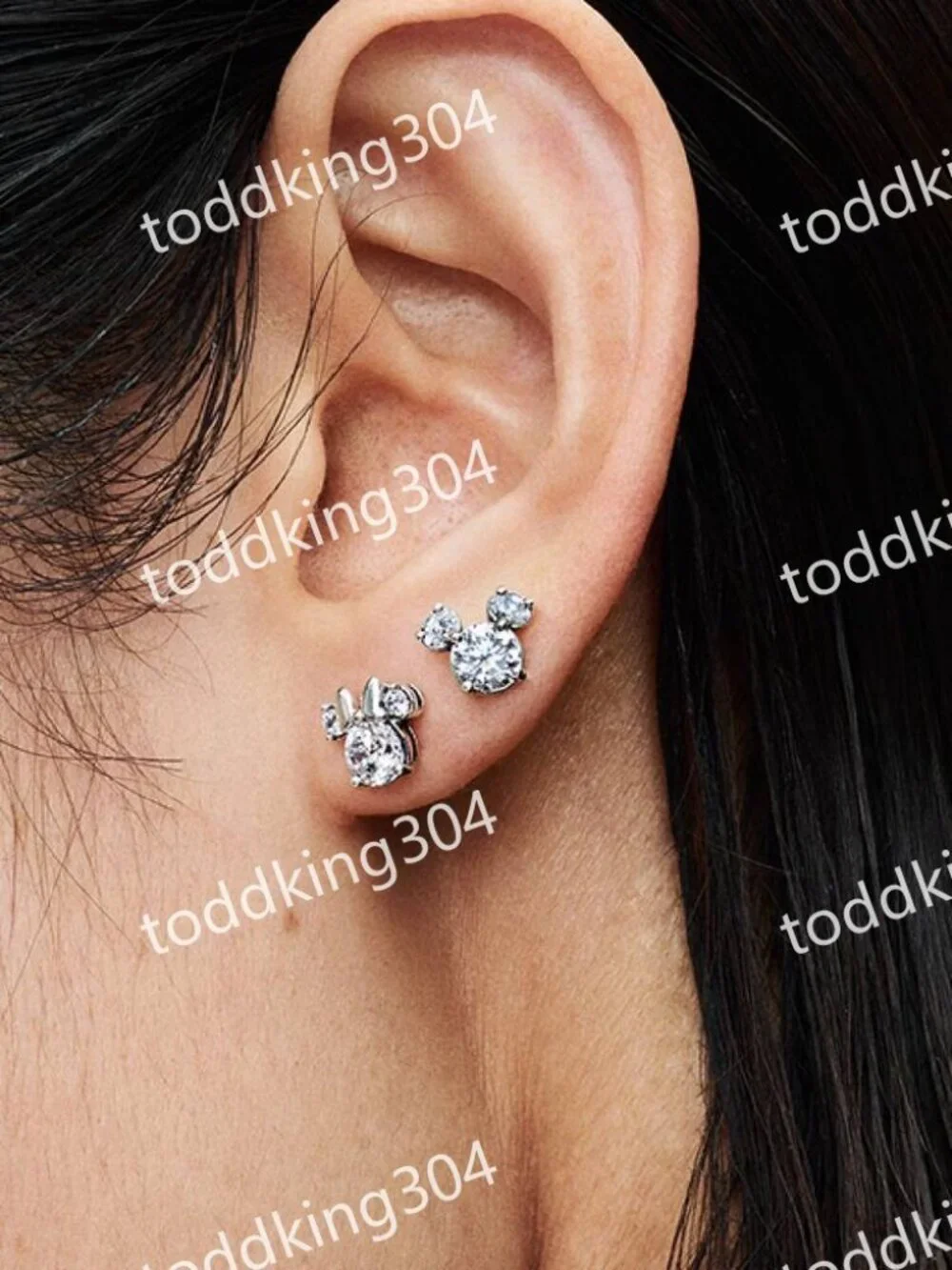Disney Mickey Mouse & Minnie Mouse Sparkling Stud Earrings